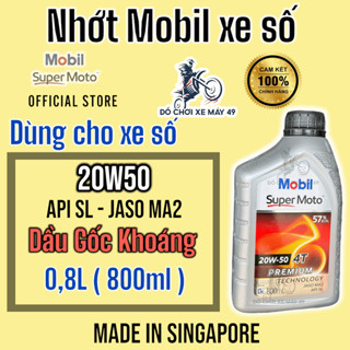 Dầu nhớt Mobil Super moto cho xe số 20w-50 sl ( NẮP ĐEN )  chính hãng nhập khẩu singapore (800ml) >>>>>
