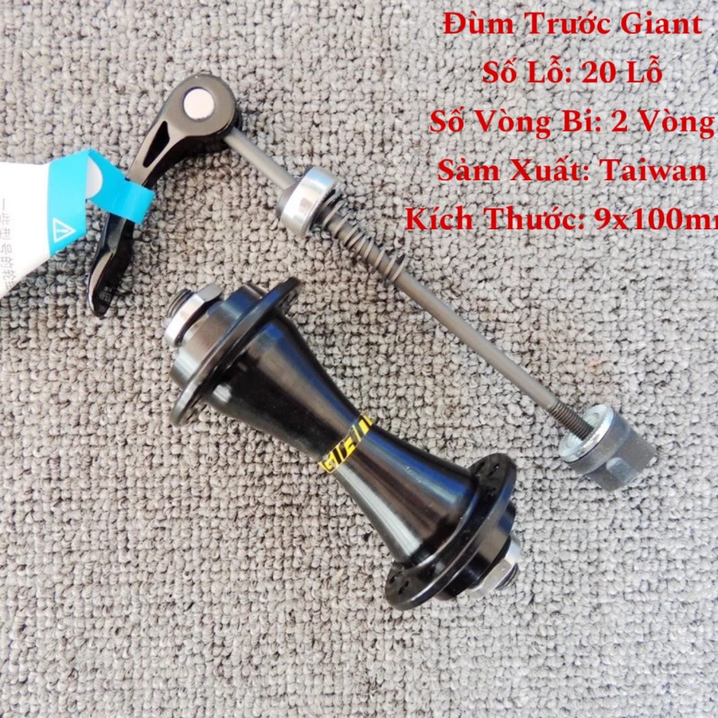 Lẻ moay ơ trước xe đạp GIANT 20 lỗ, Đùm nhôm hãng GIANT chạy bạc đạn cao cấp