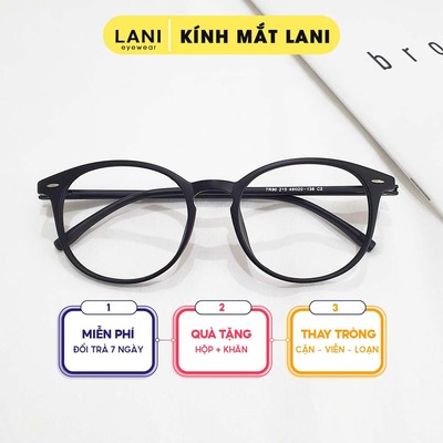 Gọng kính cận nam nữ nhựa dẻo dáng bầu Lani 215 - Lắp mắt cận theo yêu cầu