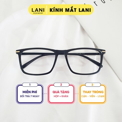 Gọng kính cận nam nữ nhựa dẻo vuông to nhiều màu thời trang LANI 501 lắp mắt cận có độ theo yêu cầu