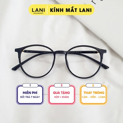 Gọng kính mắt tròn nam nữ LANI nhựa dẻo thanh mảnh nhẹ nhàng 513 mắt kính có độ theo yêu cầu