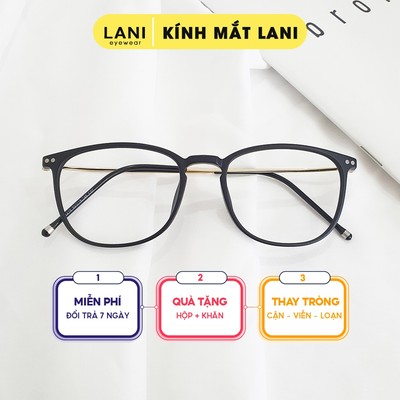Gọng kính cận nam nữ LANI dáng bầu càng kim loại 1210 - Lắp mắt cận có độ theo yêu cầu