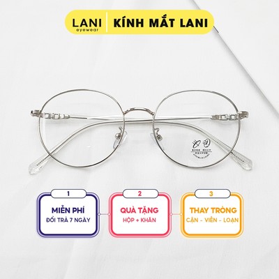 Gọng kính cận nam nữ LANI tròn vintage kim loại thanh mảnh Lani 2230 lắp mắt cận có độ theo yêu cầu