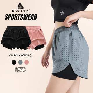 Quần Đùi Short Thể Thao Ngắn 2 Lớp Tập Gym Yoga Nữ KSM Look Có Lỗ Thoát Khí Vải Mỏng Nhẹ Mau Khô Dùng Chạy, Bơi Q276