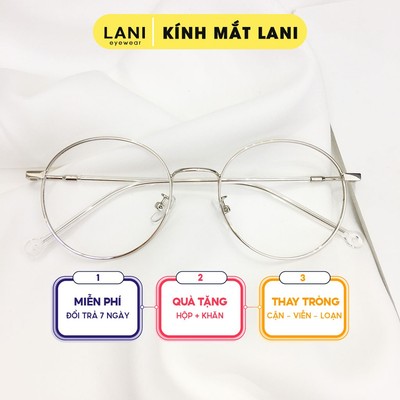 Gọng kính cận nam nữ tròn nhỏ kim loại thanh mảnh ulzzang Lani 2626 - Mắt kính có độ theo yêu cầu