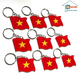Combo 5 Cái Móc Khóa Cờ Đỏ Sao Vàng - Charm Cờ Đảng Mini - Móc Khóa được làm từ Mica in màu UV sắc nét Kèm Sẵn Khoen Sắt