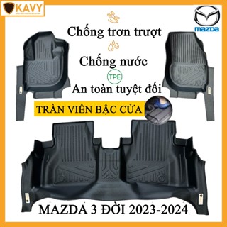 Thảm lót sàn xe ô tô Mazda 3 đời 2019-2024 đúc nguyên khối TPE chống trơn trượt tràn viền bậc cửa