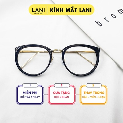 Gọng kính cận kim loại dáng bầu thời trang càng nhũ vàng 5506