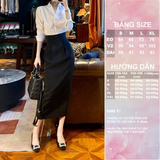 [Congaivn] Chân váy bút chì dài cạp cao CVDCC vải kate dày co giãn nhẹ màu đen.