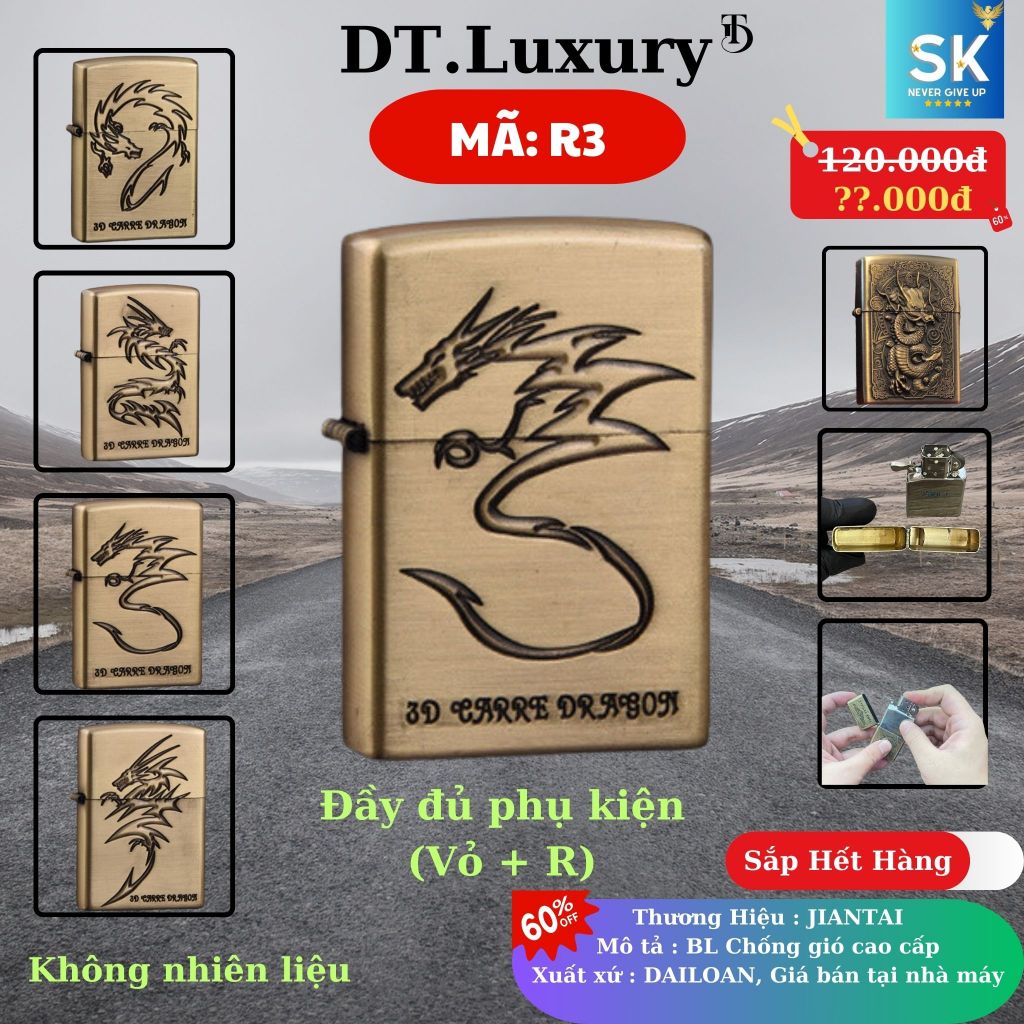Vỏ Jippo Độc Lạ (M-R3) Chất liệu Đồng Thau (Không Bao Gồm Nhiên Liệu)