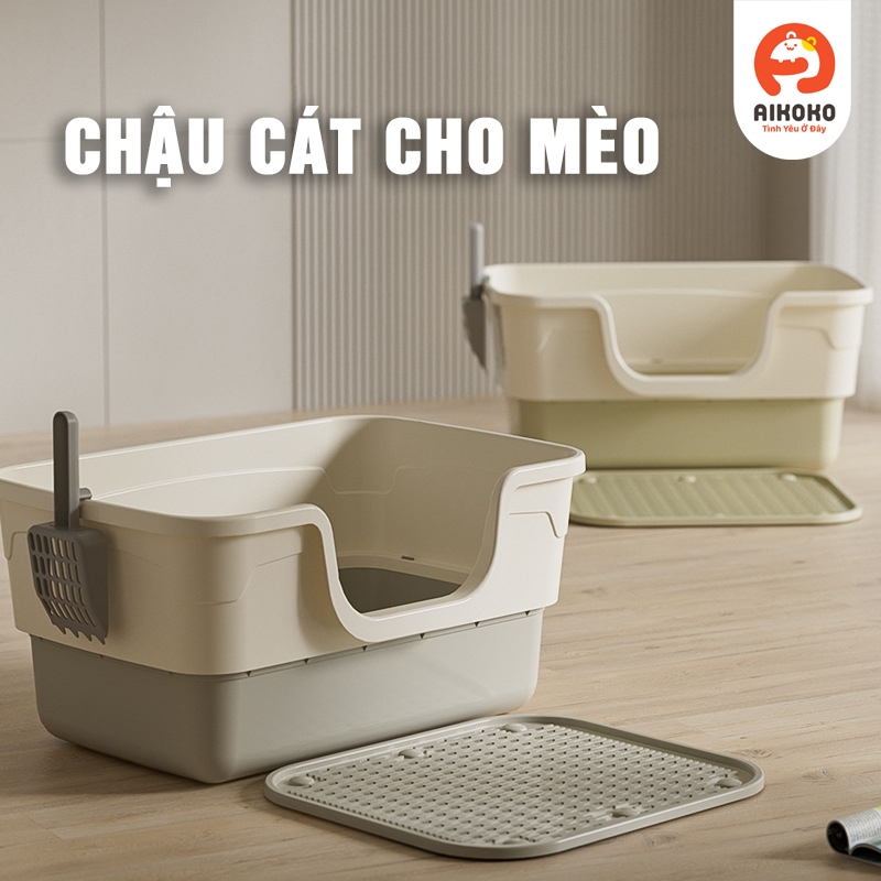 Chậu cát cho Mèo - Chống văng cát, nhiều size, cho thú cưng giữ vệ sinh sạch sẽ