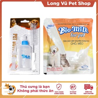  Combo sữa cho chó mèo Bio Milk 100g và Bình sữa cho chó mèo con 60ml  - Long Vũ Pet Shop 