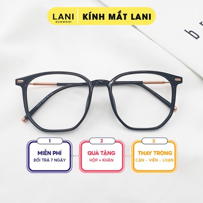 Gọng kính cận nam nữ LANI vuông to nhiều màu 7012 - Lắp mắt cận có độ theo yêu cầu