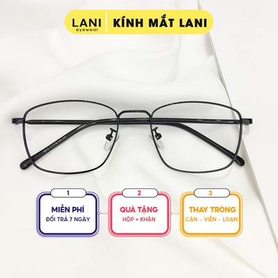 Gọng kính cận nam nữ dáng chữ nhật kim loại mảnh nhẹ nhàng nhiều màu LANI 8818