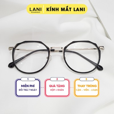 Gọng kính cận nam nữ kim loại đa giác cứng cáp LANI 8854 - Mắt kính có độ theo yêu cầu