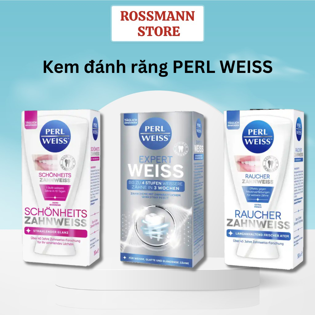Kem đánh răng Perl Weiss Đức 50ml, làm sạch & tẩy trắng răng, mùi thơm của Đức