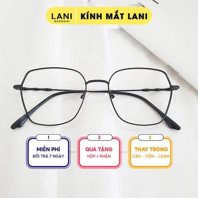 Gọng kính cận nam nữ kim loại cứng cáp vuông to LANI 8899