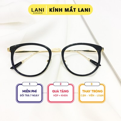 Gọng kính cận nam nữ dáng bầu chất liệu kim loại LANI 9225 - Mắt kính có độ theo yêu cầu
