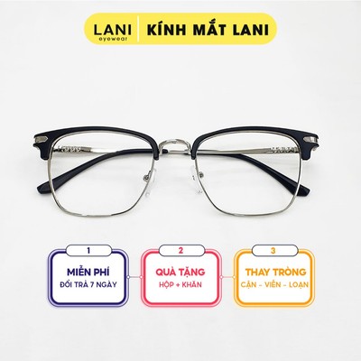 Gọng kính cận nam nữ nửa viền club master LANI 9314 hợp kim cao cấp -  Mắt cận có độ theo yêu cầu