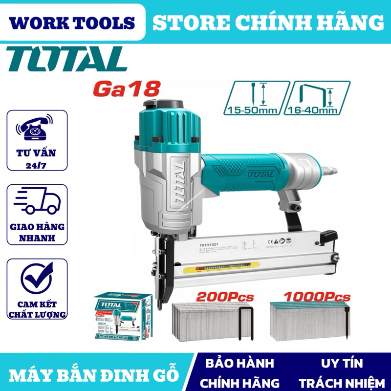 Súng bắn đinh dùng hơi Total TAT81501 - Thiết kế nhỏ gọn, vỏ máy hấp thụ rung động