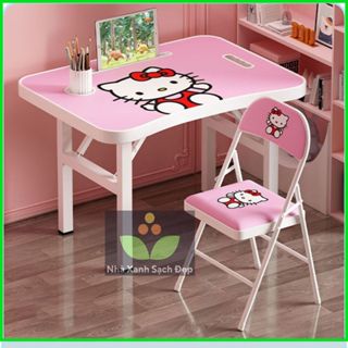 Bộ bàn học gấp gọn 40x60cm dành cho học sinh cấp 1 nhiều hình dễ thương, bộ bàn ghế ngồi học xếp gọn