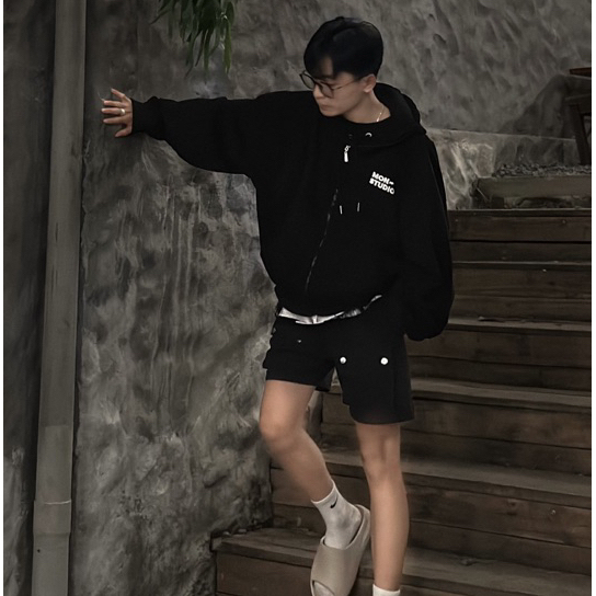 Áo khoác hoodie zip nút bấm - Áo khoác nỉ BOXY MON dập nổi, in nổi ,có túi trong UNISEX NAM NỮ | BigBuy360 - bigbuy360.vn