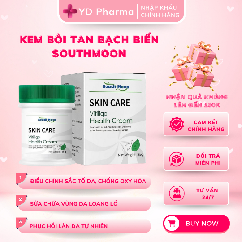 Kem Bôi Tan Bạch Biến Southmoon Mỹ, Lang Beng, Đốm Trắng, Giảm Bong Tróc, Điều Hòa Sắc Tố Giúp Da Đều Màu 35G| YD Pharma