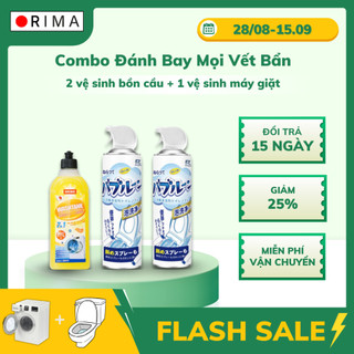  2 Xịt Vệ Sinh Bồn Cầu đánh bay vết ố vàng hương chanh & 1 Chai Vệ Sinh Máy Giặt, Lồng Giặt loại bỏ cặn bẩn Orima