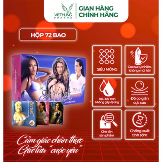 Bao cao su gia đình VietHung Pharma Strast Luxury gai bi mềm quanh thân, bổ sung nhiều gel bôi trơn - Hộp 72 chiếc