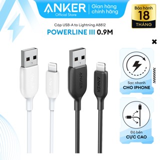 Cáp sạc thế hệ 3 ANKER PowerLine III Lightning dài 0.9m cho iPhone iPad - A8812