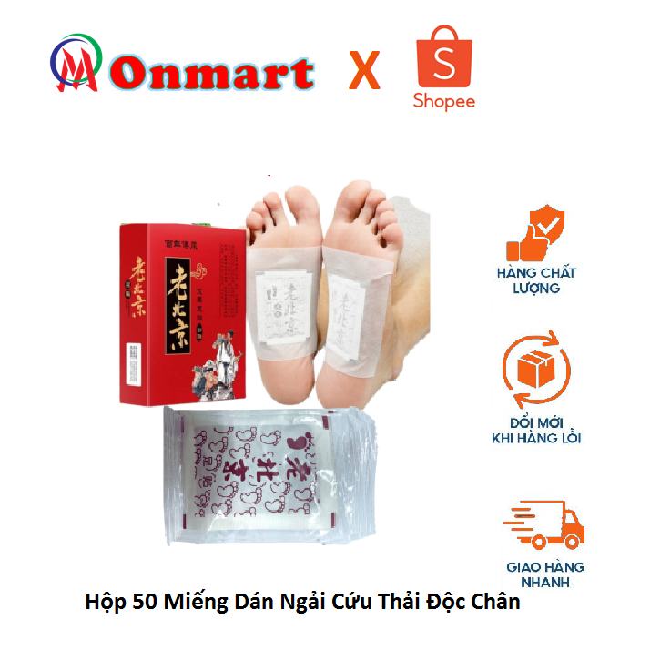 Hộp 50 Miếng Dán Ngải Cứu Thải Độc Chân giúp thư giản, ngủ ngon giảm nhức mỏi tê chân