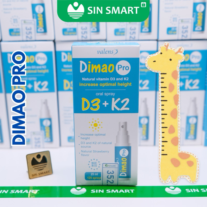 D3K2 dạng xịt hỗ trợ tăng chiều cao Valens Dimao Pro Spray D3K2 25ml Sin Smart