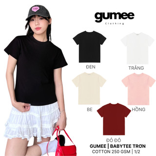 Áo baby tee nữ trơn nhiều màu, áo thun nữ babytee basic đẹp cotton cao cấp thấm hút mồ hôi đen trắng hồng be