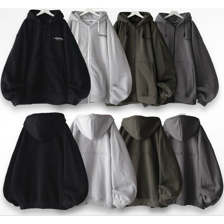 Áo khoác nỉ NOTBADCHOICE Dây Kéo Hai Chiều Phá Cách Hot Trend- Áo Hoodie Zip Nỉ Unisex Form Rộng | BigBuy360 - bigbuy360.vn