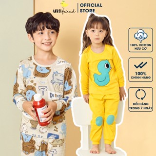 Đồ bộ tay dài quần áo thun cotton mịn dáng rộng  mặc nhà mùa đông cho bé gái  và bé trai Unifriend Hàn Quốc U2023-40