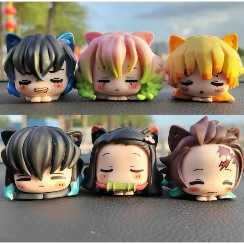 BỘ 6 MÔ HÌNH Kimetsu No Yaiba Mèo đáng yêu Zenitsu Inosuke Muichiro Tokito mitsuri kanroji mô hình c
