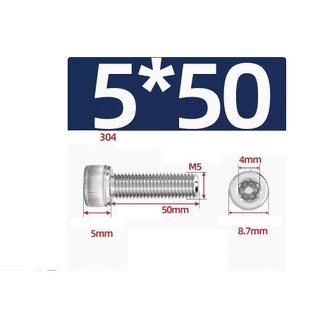 Ốc lục giác Inox 304 M5 (Ốc đầu ly M5 / bu lông inox M5)