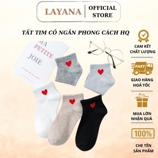 Tất Vớ nam nữ cổ ngắn LAYANA chất cotton hình trái tim LAYANA phong cách Hàn Quốc