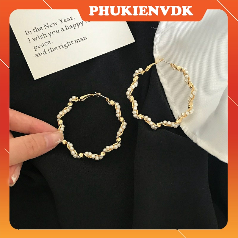 Bông tai vòng tròn đính hạt MS150