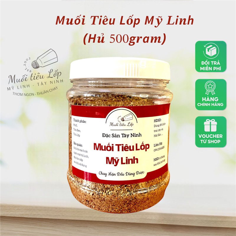 (Hủ 500gram) Muối Tiêu Lốp Mỹ Linh Tây Ninh