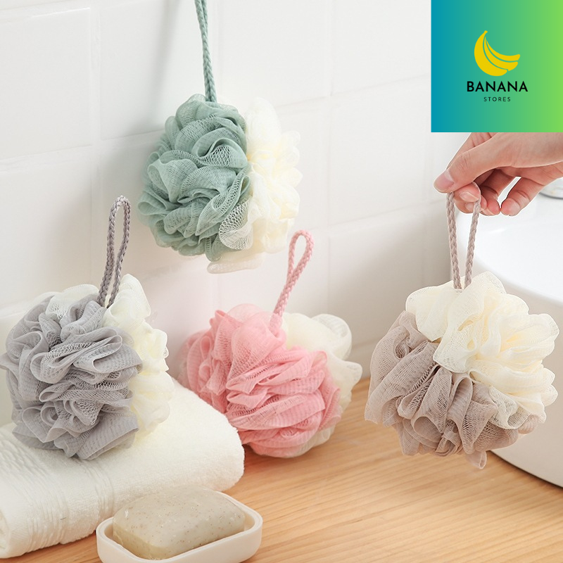 Combo 2 Bông Tắm Tròn Cao Cấp 2 Màu, Siêu Tạo Bọt Kì Cọ Tẩy Da Chết Siêu Mềm G31 - BANANA STORES