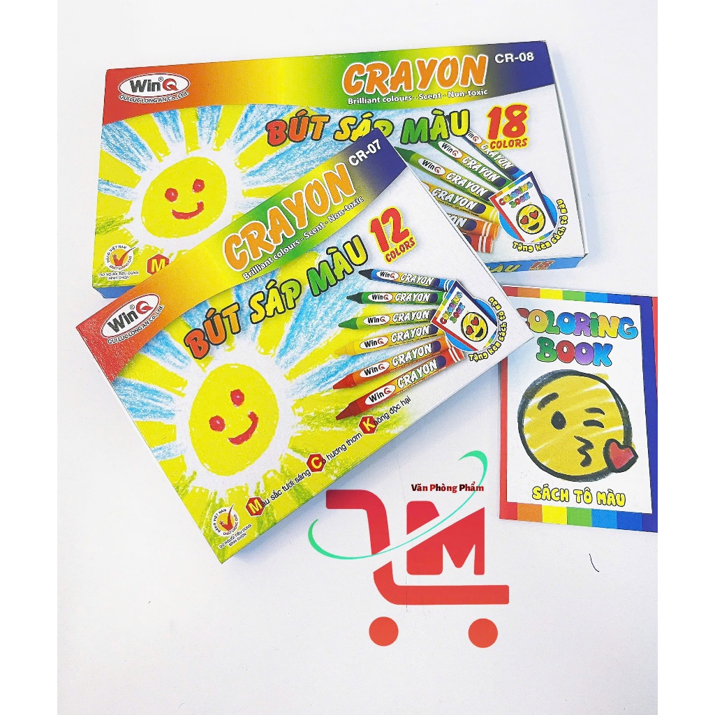 Hộp 12/18 Bút Sáp Màu WINQ CRAYON Màu Sắc Tươi Sáng/Bút Màu Sáp Dành Cho Học Sinh Tiều Học.