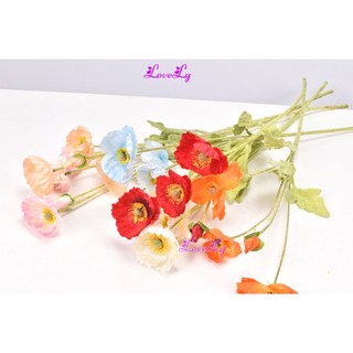  Hoa giả - hoa anh túc Poppy chất liệu vải lụa giống thật 99% trang trí decor nhà cửa 