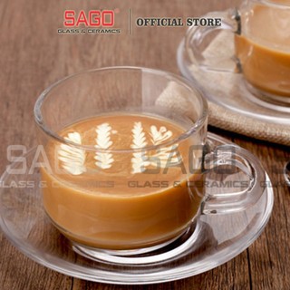 [ Set 06 ] Bộ Tách Thủy Tinh Lucky Stack Tea Cup 200ml, Nhập Khẩu Thái Lan
