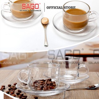 [ Set 06 ] Bộ Tách Thủy Tinh Lucky Stack Tea Cup 200ml, Nhập Khẩu Thái Lan