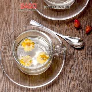 [ Set 06 ] Bộ Tách Thủy Tinh Lucky Stack Tea Cup 200ml, Nhập Khẩu Thái Lan
