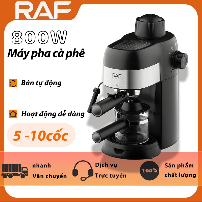RAF Máy pha cà phê bán tự động công suất 800W cho gia đình văn phòng Làm cà phê thuận tiện và nhanh