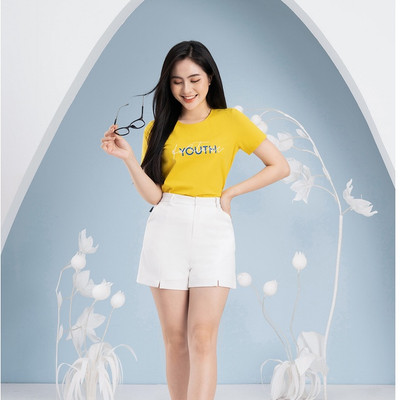 Quần sooc nữ NS09 xẻ gấu chất Twill Hàn Loza LQ502080