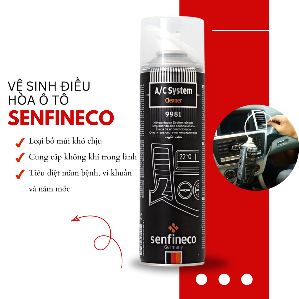 Vòi xịt vệ sinh máy lạnh Senfineco 9981 System Cleaner làm sạch điều hòa dung tích 520ml