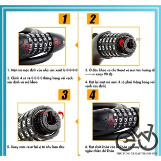 Khoá dây 4 số cao cấp cho xe đạp